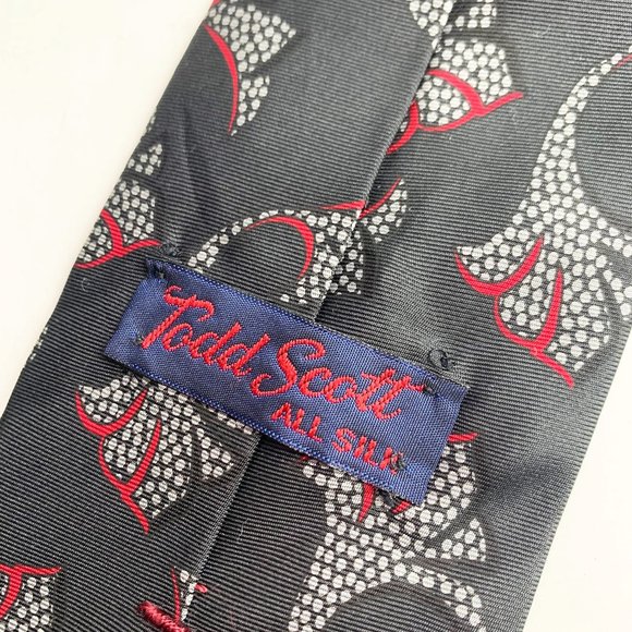 Todd Scott Neck Tie Black All Silk Graphic Print Men Accessory Neck Tie - Picture 3 of 4